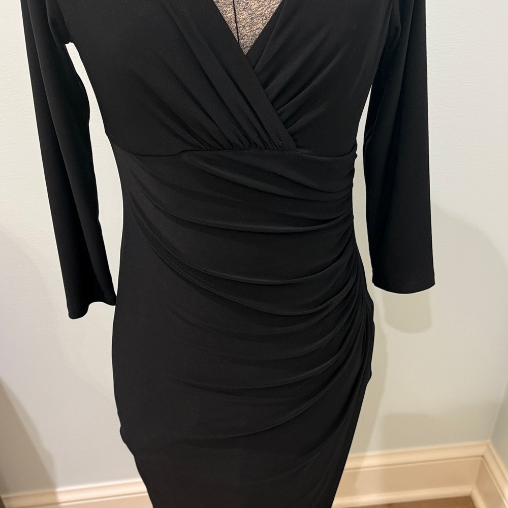 Lauren Ralph Lauren Black Draped Long Sleeve Dress - Picture 3 of 7